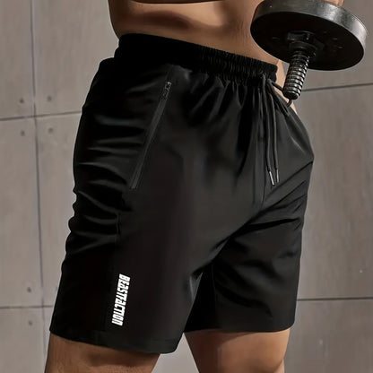 Męskie szorty sportowe do fitnessu, krótkie spodenki z kieszeniami na zamek błyskawiczny