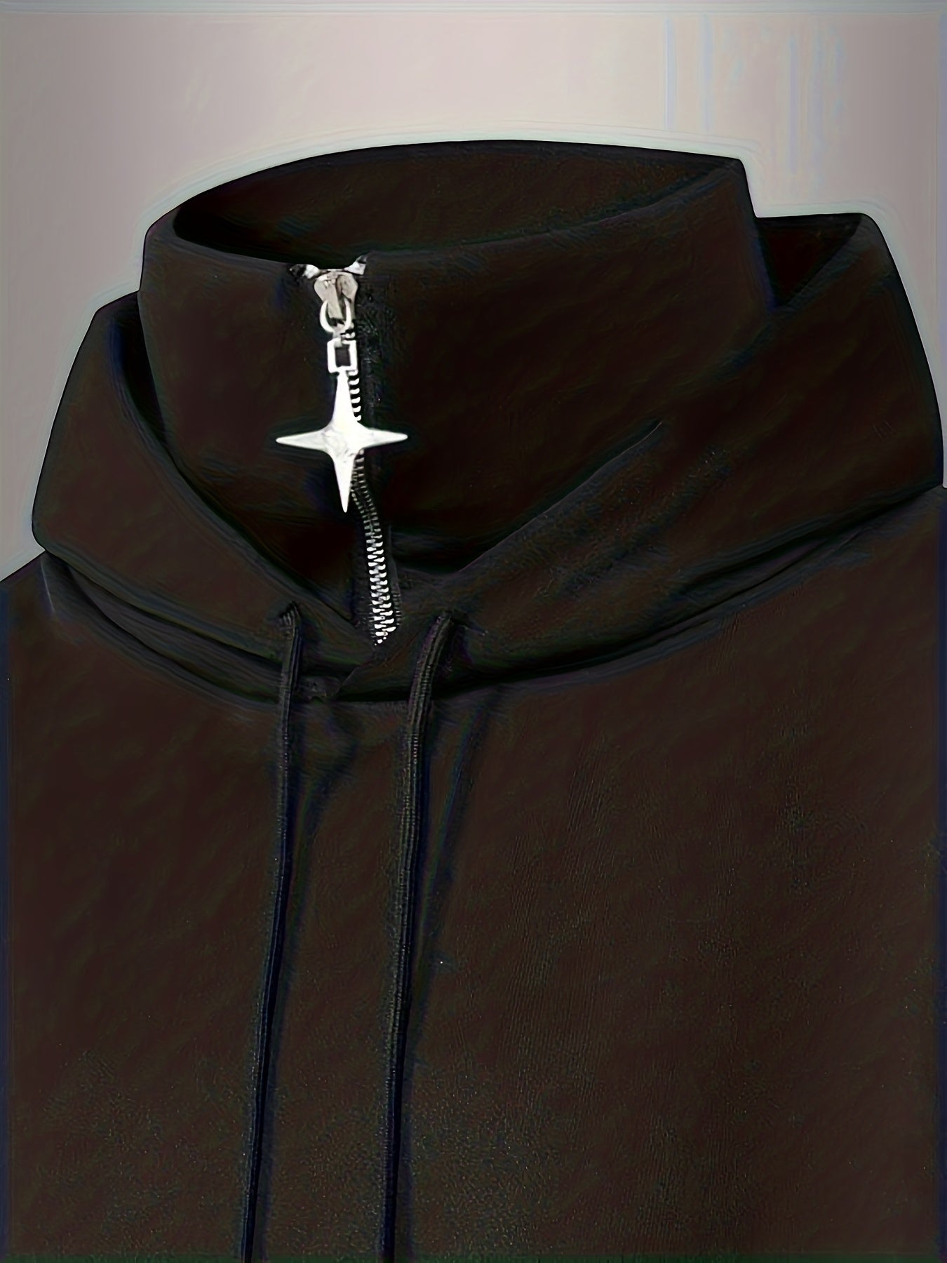 Unisex-hoodie zwart met hoge kraag en ritssluiting