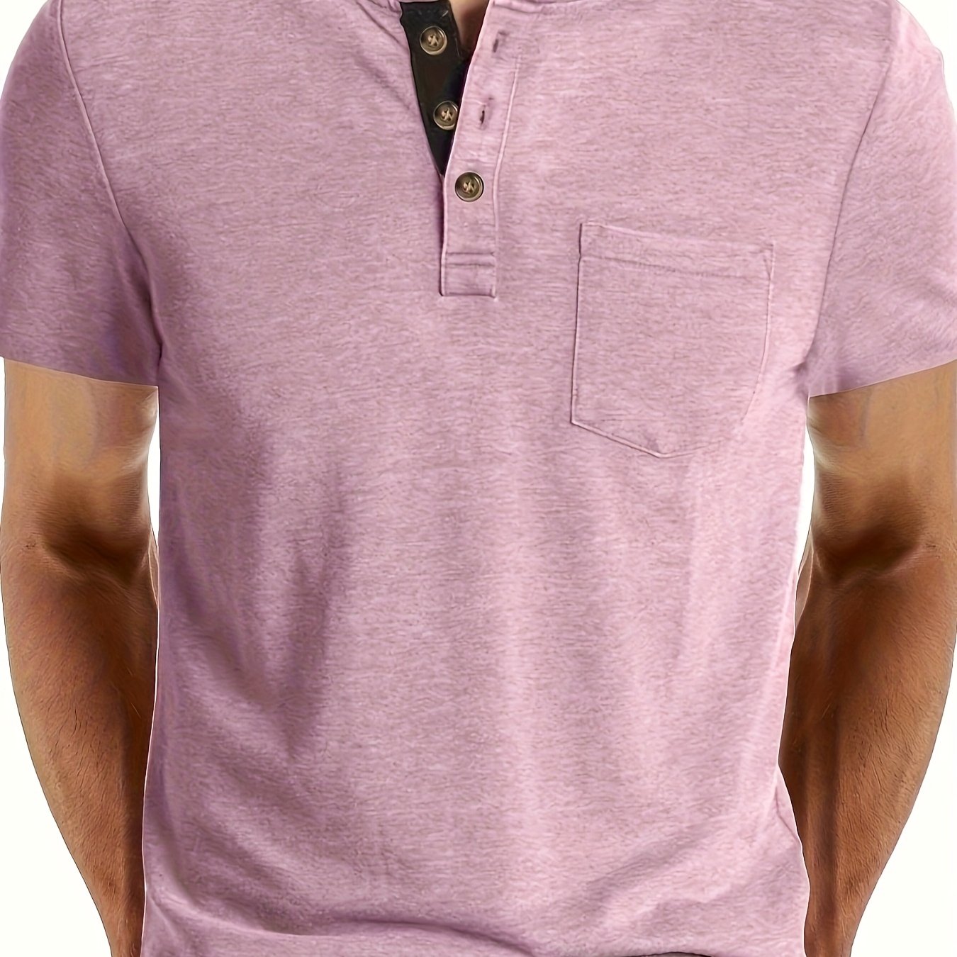 Camiseta Henley para hombre con botonadura y bolsillo en el pecho – Camiseta casual de manga corta para uso diario y tiempo libre