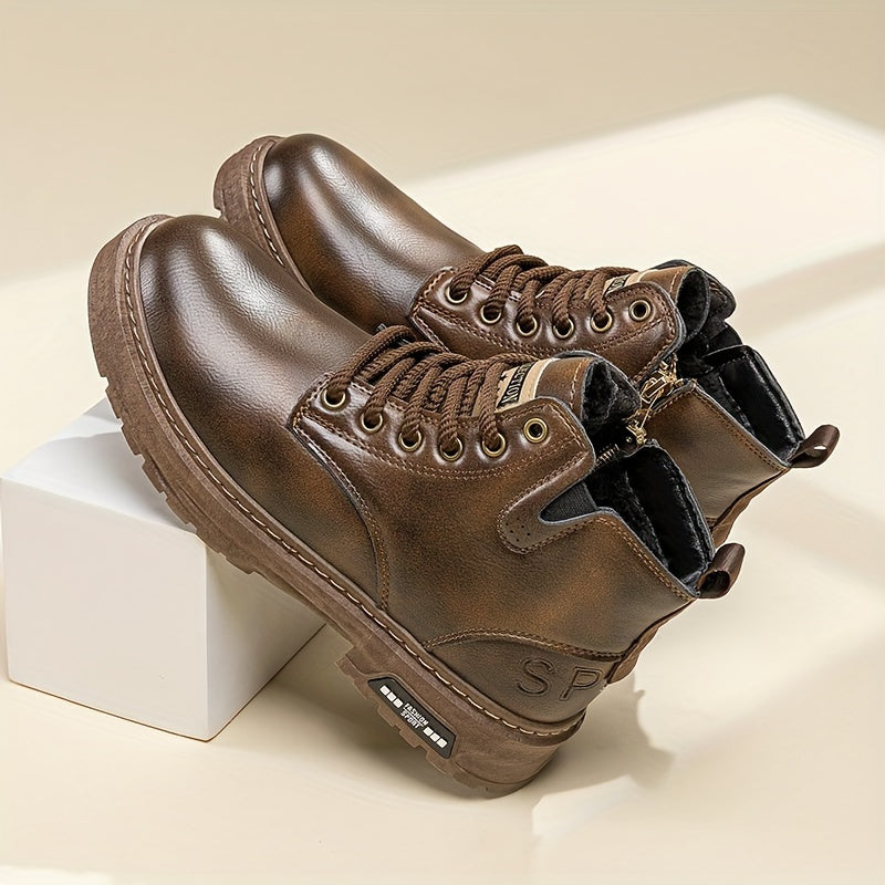 Herren Winterstiefel Schnürstiefel Gefütterte Boots Braun Schwarz