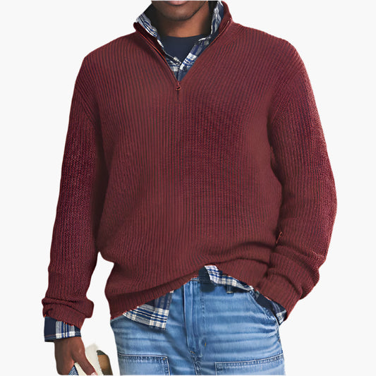 Herren Strickpullover Business-Casual mit Stehkragen und Reißverschluss – Modischer Freizeit- und Büro-Look