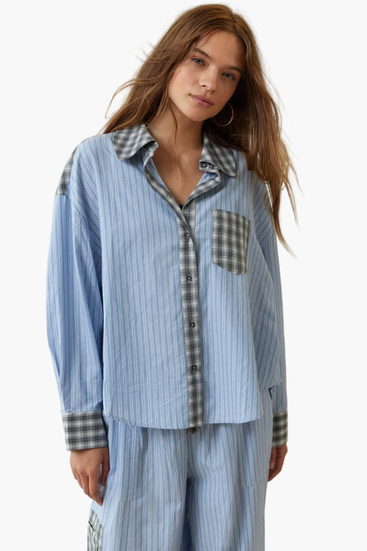 Dames pyjama tweedelig – Modern streep-ruit design, casual & comfortabel voor thuis