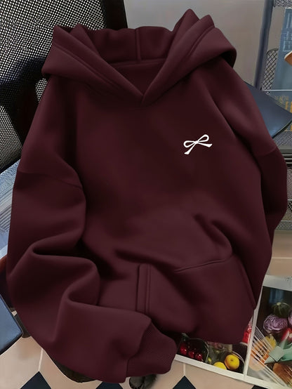 Sudadera con capucha extragrande para mujer, con bordado de lazo