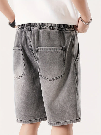 Herre Denim Shorts Løs Pasform Fritid Knæhøj