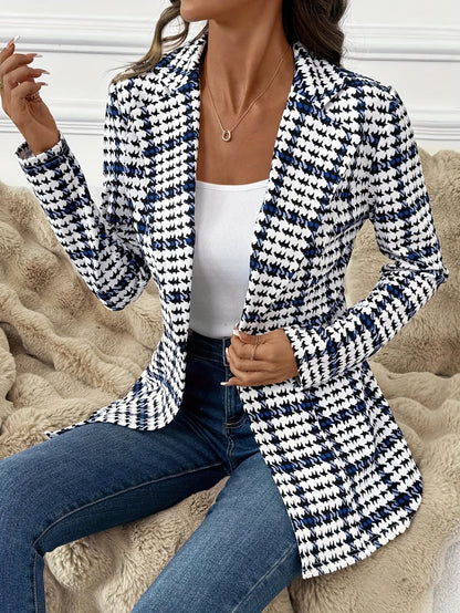 Blazer business elegante da donna con motivo pied-de-poule – Giacca elegante per ufficio e tempo libero