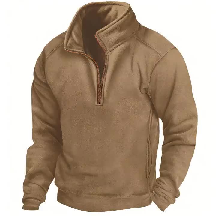 Fleece Pullover Herren Stehkragen Halb-Reißverschluss