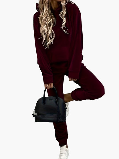 Completo tuta casual da donna – Felpa con cappuccio e pantaloni da jogging alla moda per tutti i giorni e viaggi