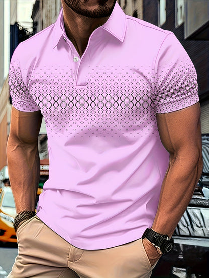 Polo da uomo con stampa geometrica moderna – Maglia casual elegante per tutti i giorni e l’estate