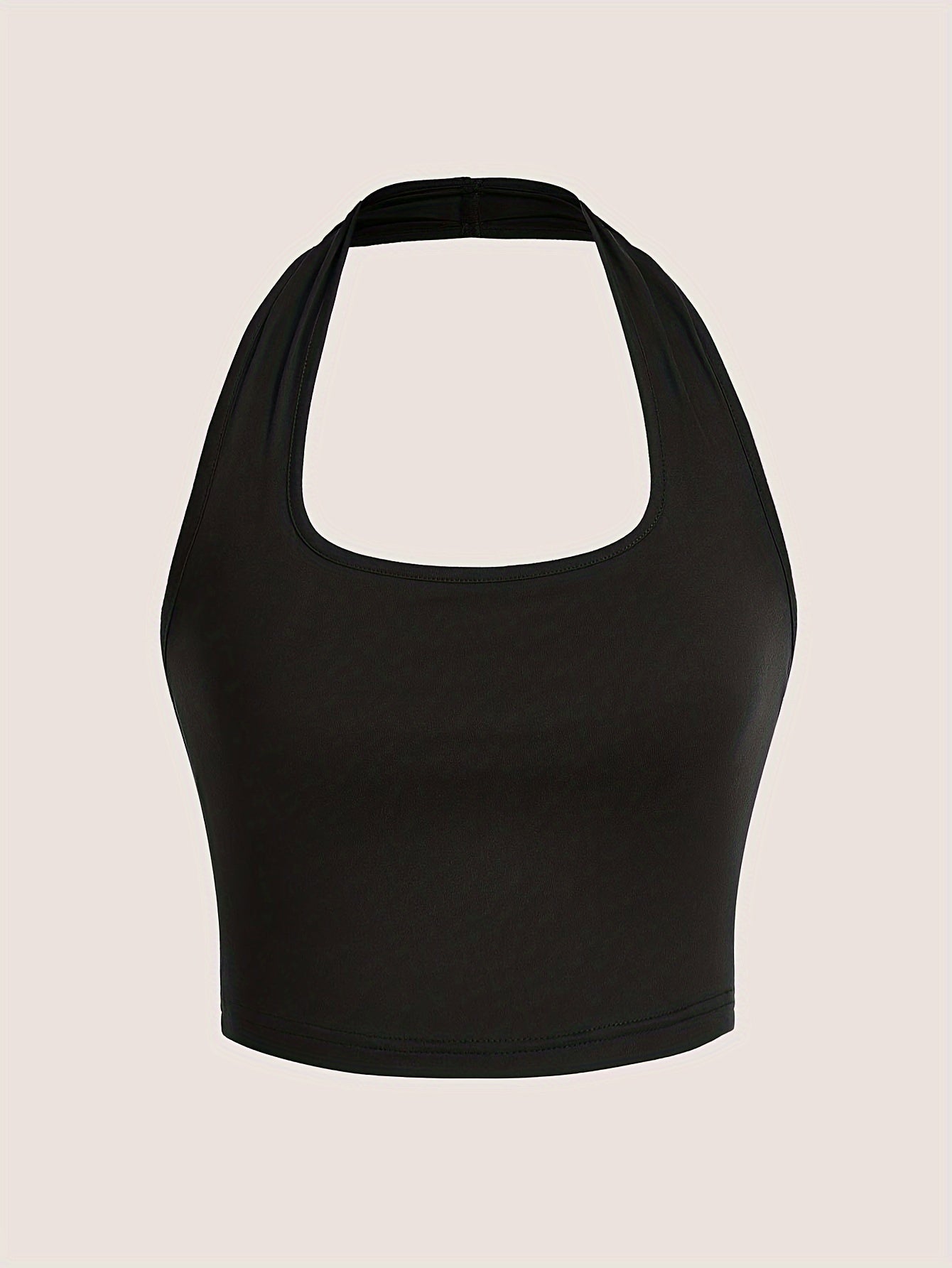 Dame Halterneck Croptop med åben ryg – Moderne sommerbasic til fritid og fest