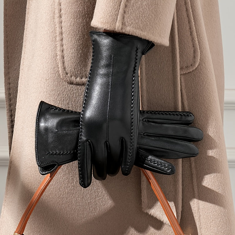 Schwarze Handschuhe mit Ziernähten
