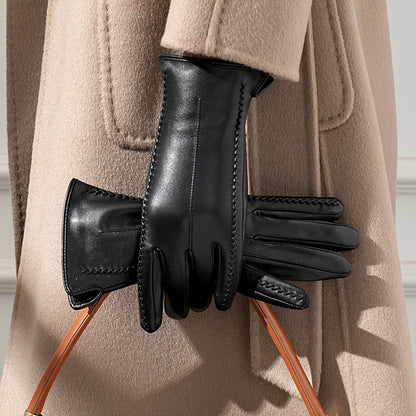 Schwarze Handschuhe mit Ziernähten