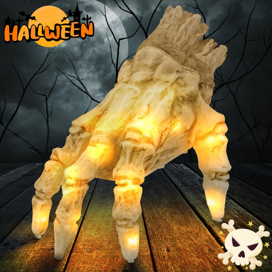 Halloween Dekorations Elektrisk lysande zombiehand – Kuslig rörlig hand för fest & spökhus