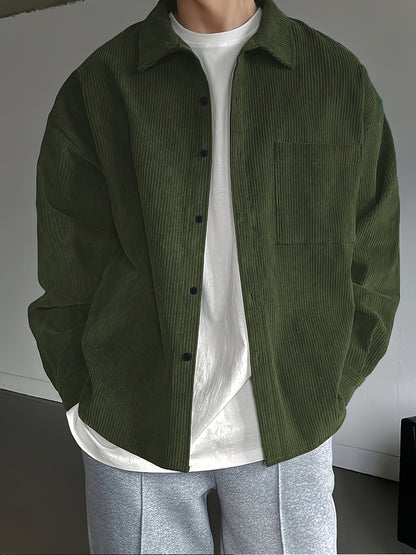 Chaqueta camisa casual oversize para hombre con botonadura – Look moderno de ocio