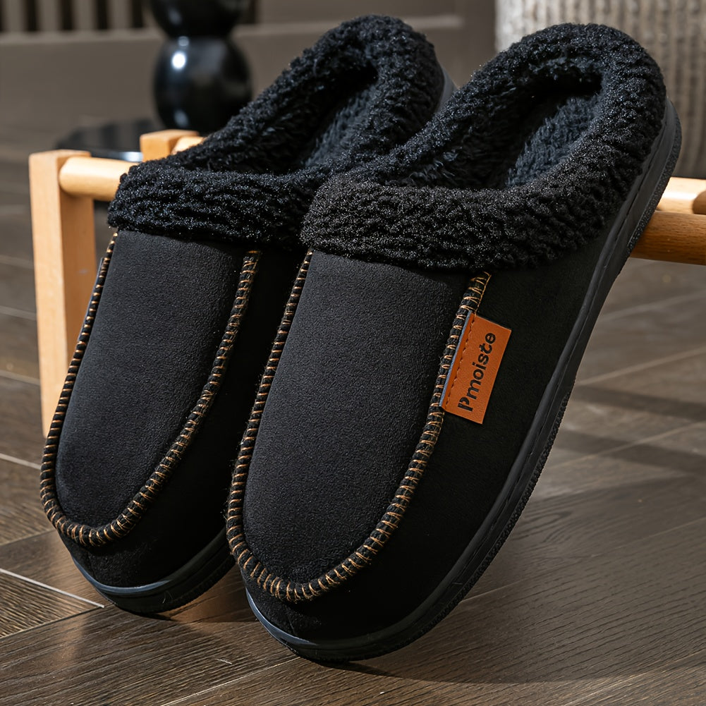 Pantuflas forradas con costura decorativa negras