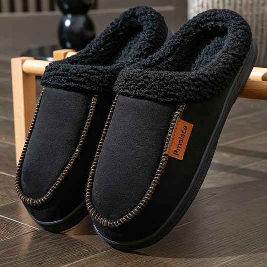 Pantuflas forradas con costura decorativa negras