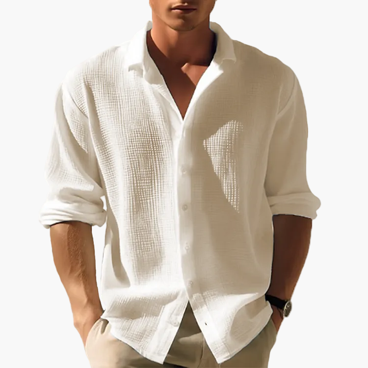 Herren Langarm Freizeithemd – Modernes Button-Down-Hemd für Alltag, Urlaub & Büro