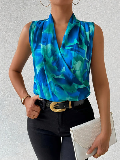 Damen Wickelbluse ohne Ärmel für Business und Freizeit – Elegantes, Modernes Design