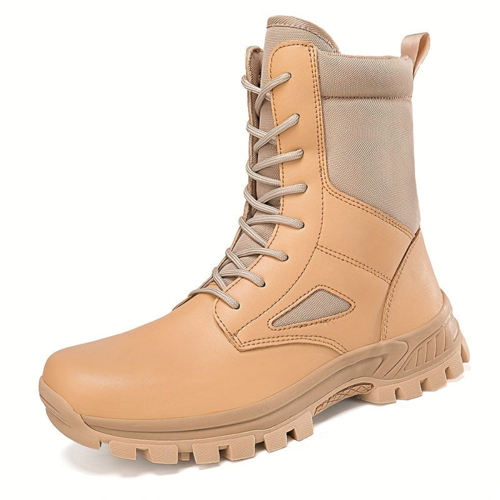 Botines robustos de cordones para hombre, altos, con suela perfilada, en negro