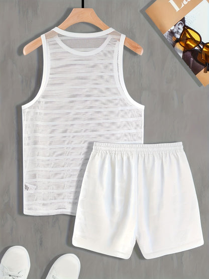 Herren Sport Set – Atmungsaktives Mesh Tanktop und Shorts, Modernes Freizeit- & Trainingsoutfit