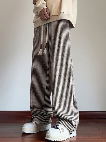 Herre Lige Skåret Fritidshose med Zigzag-mønster – Streetstyle Afslappet