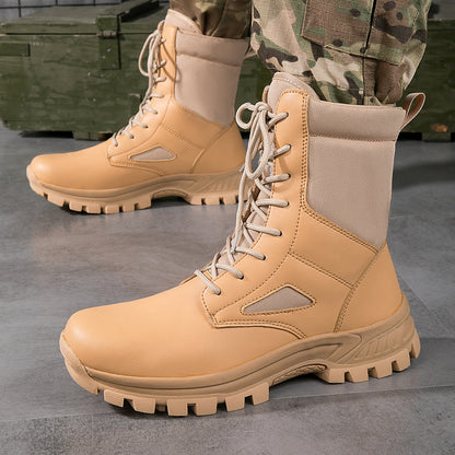 Botines robustos de cordones para hombre, altos, con suela perfilada, en negro
