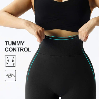 Damen High Waist Push Up Sport-Leggings – Figurformende Seamless Fitness-Tights für Training & Alltag