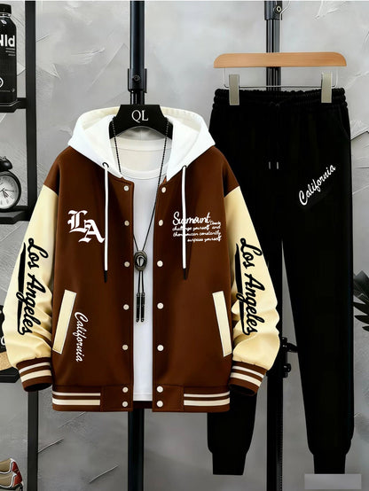 Herren College Jacke & Jogginghose Set Zweiteiler mit Los Angeles Print