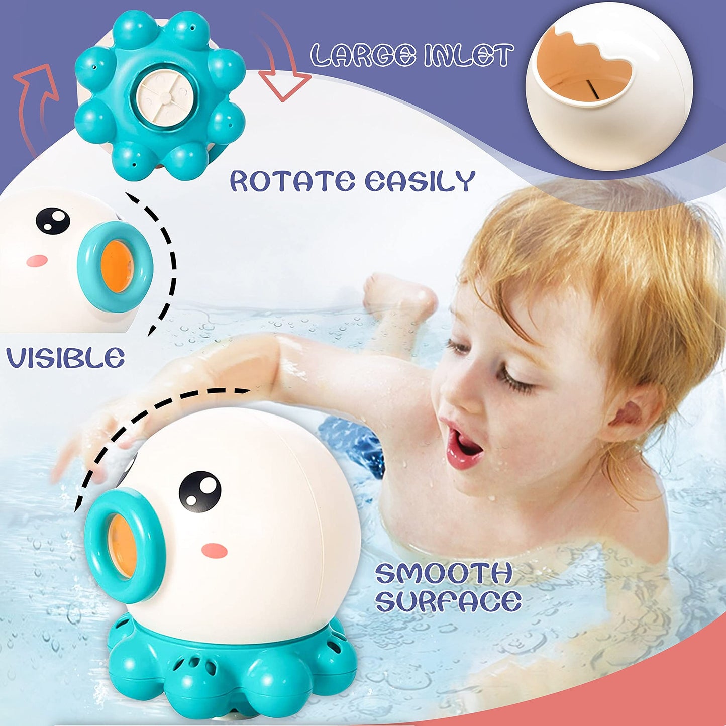 Baby Bade-Spielzeug Oktopus Wasserspritzspielzeug für Jungen und Mädchen – Interaktives Badespaß-Spielzeug für Kinder und Kleinkinder