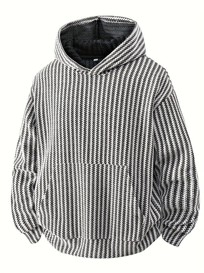 Sudadera con capucha y bolsillo canguro – Diseño acanalado, corte holgado