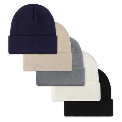 Set di 5 berretti unisex, berretti in maglia a coste di diversi colori