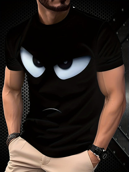 Camiseta para hombre con divertido motivo de ojos – Camiseta de cuello redondo casual para tiempo libre y uso diario