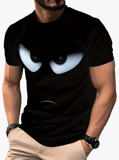 Camiseta para hombre con divertido motivo de ojos – Camiseta de cuello redondo casual para tiempo libre y uso diario