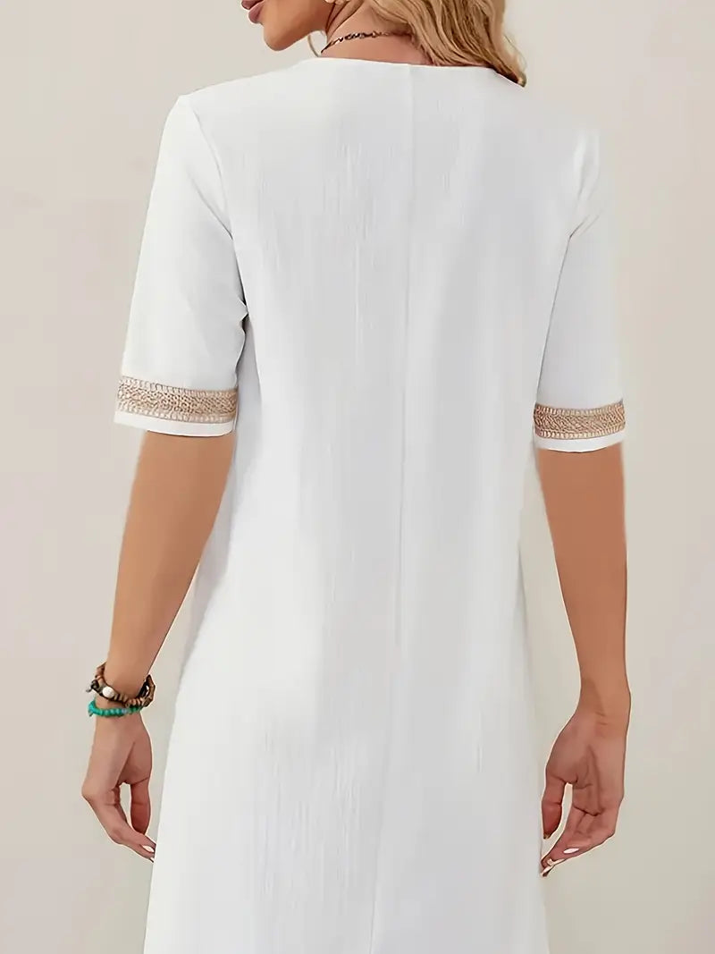 Vestito estivo da donna in stile boho con pizzo all’uncinetto – Abito da spiaggia casual per tempo libero & vacanze