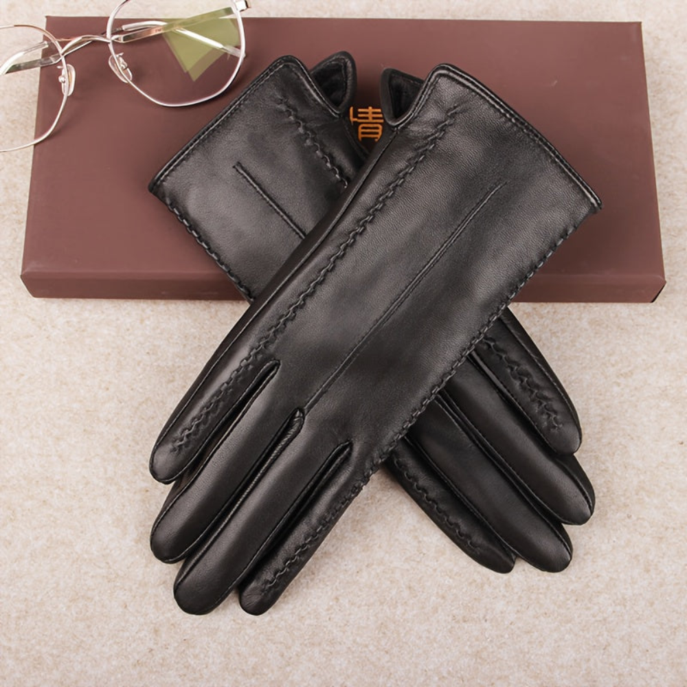 Schwarze Handschuhe mit Ziernähten