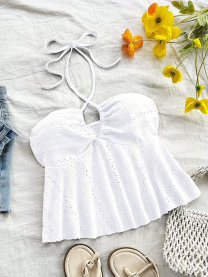 Top Babydoll de tirantes para mujer en estilo vintage – Top veraniego juguetón con bordado para tiempo libre y vacaciones