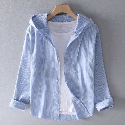 Zomerblouse dames – Lichtgewicht blouse met capuchon in overhemdstijl