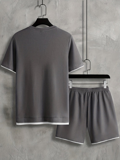 Ensemble décontracté homme T-shirt manches courtes & short – Tenue d'été décontractée avec col rond