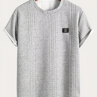 Herren T-Shirt im Strick-Look mit Rundhalsausschnitt, Casual Style, Sommer