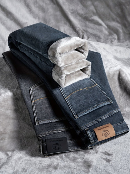 Thermo Jeans Herren gefüttert Winterhose Grau / Dunkelblau