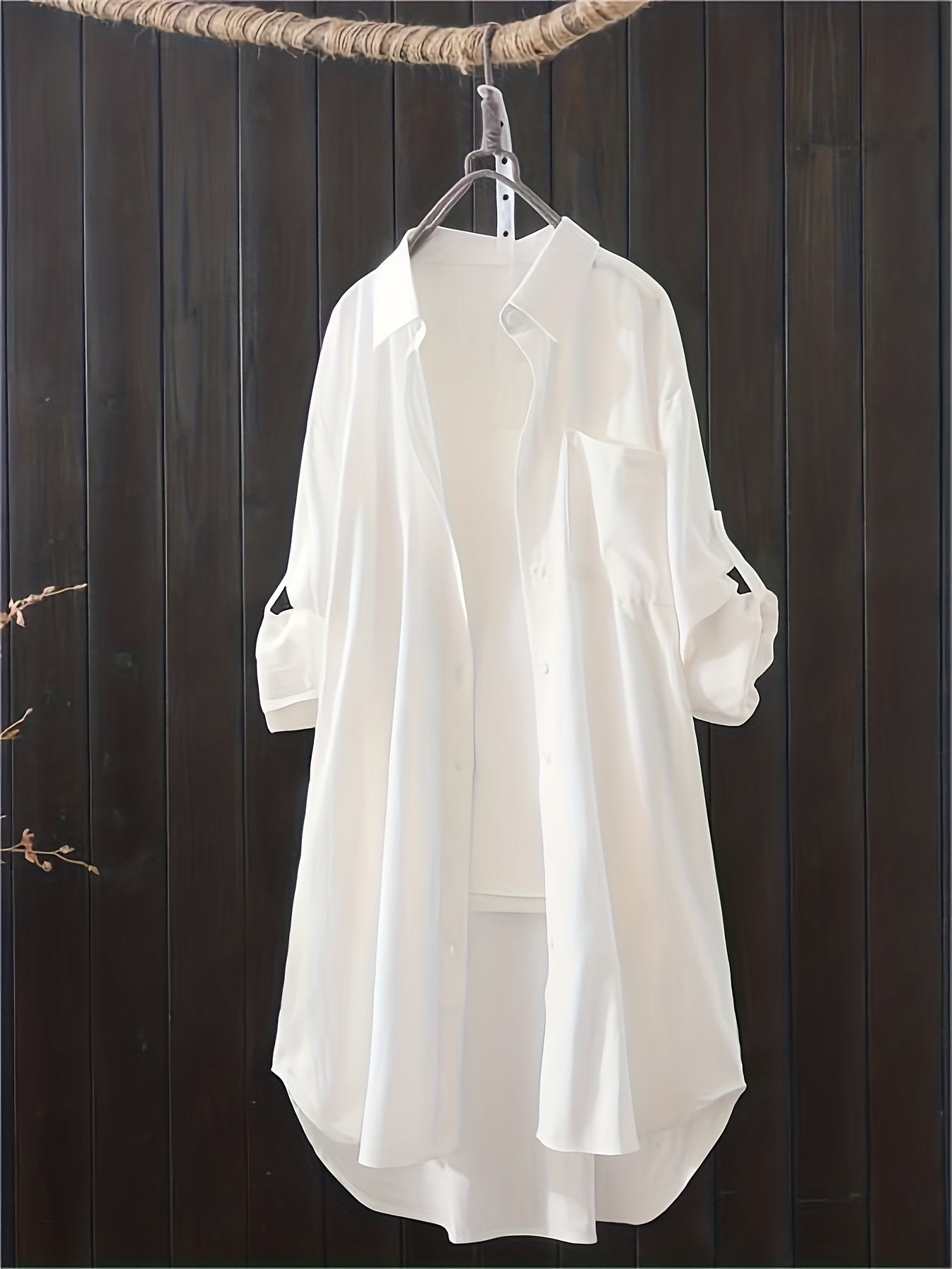 Dame langærmet skjortekjole med knaplukning – afslappet oversize-stil til forår og sommer