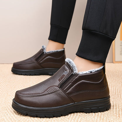 Herren Winter Slip-on Schuhe Braun gefüttert mit dicker Sohle