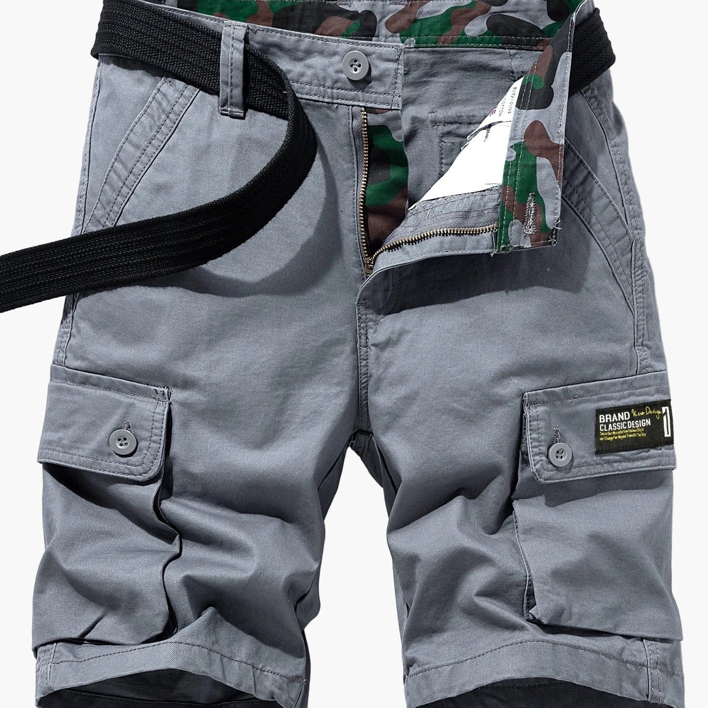 Herren Cargo-Shorts im Casual-Design mit Gürtel und Taschen – Ideal für Freizeit und Outdoor
