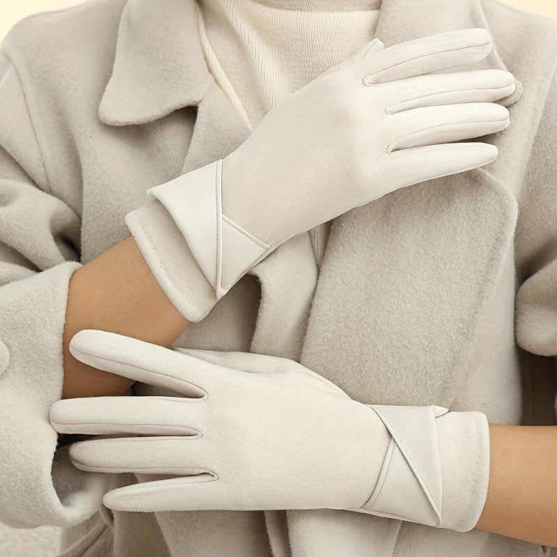 Damen Handschuhe Braun mit Manschetten-Design Elegante Winter-Accessoires