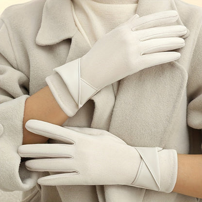 Damen Handschuhe Braun mit Manschetten-Design Elegante Winter-Accessoires