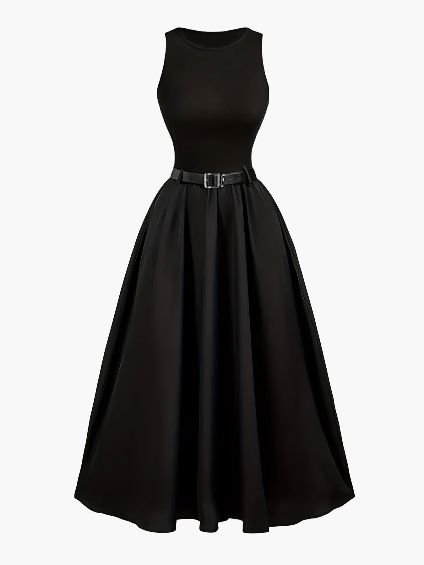 Vestido de noche elegante para mujer con cinturón, sin mangas, estilo vestido de gala, perfecto para fiestas y celebraciones