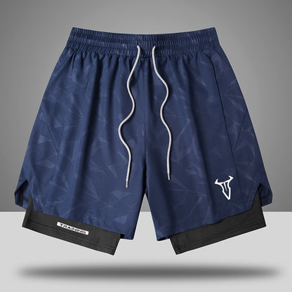 Pantaloncini da allenamento uomo fitness sport taglio regolare con coulisse e tasche laterali
