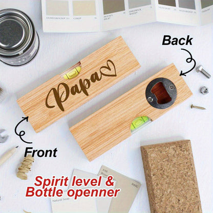Papa Spirituslibelle & Flesopener – Mannen Geschenk Gereedschap met Gravure, praktisch voor klusser en papa