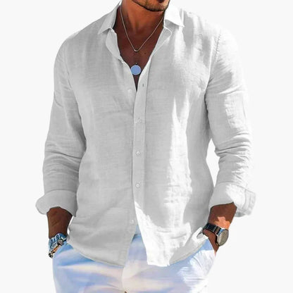 Camicia casual da uomo con colletto revers – Maglia elegante a maniche lunghe per tutti i giorni e vacanze