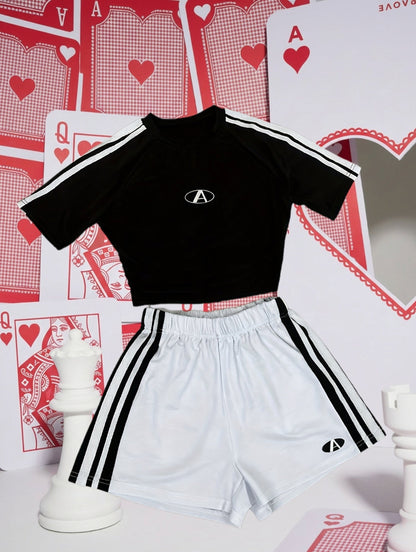 Damen Sport-Set Zweiteiler – Trendiges Crop Top und Shorts für Fitness und Freizeit