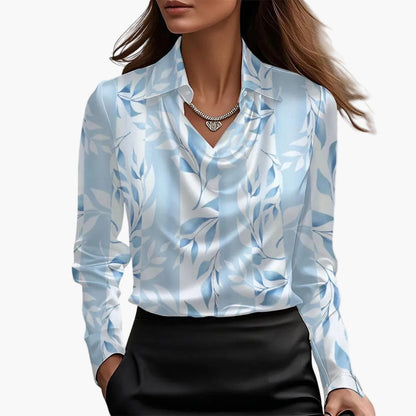 Dam Blus med vattenfallskrage – Elegant business- och fritidslook